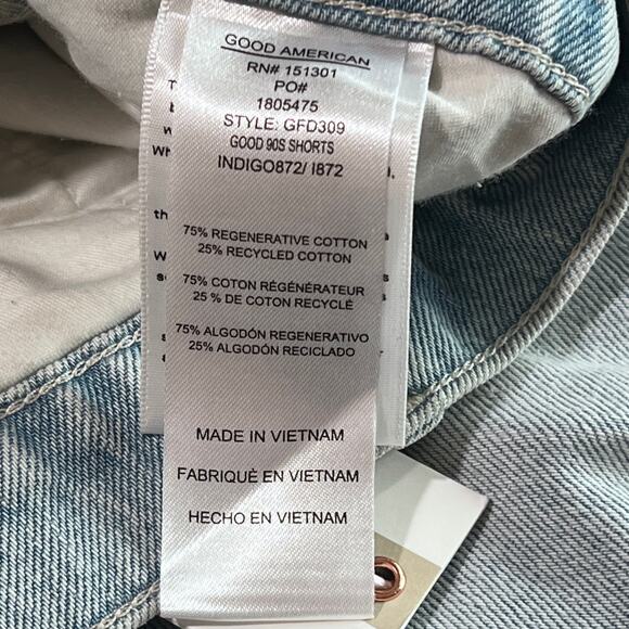 NWT Good American Good ’90s Denim Shorts Size 30 Plus High Rise Light Wash - Picture 5 of 9
